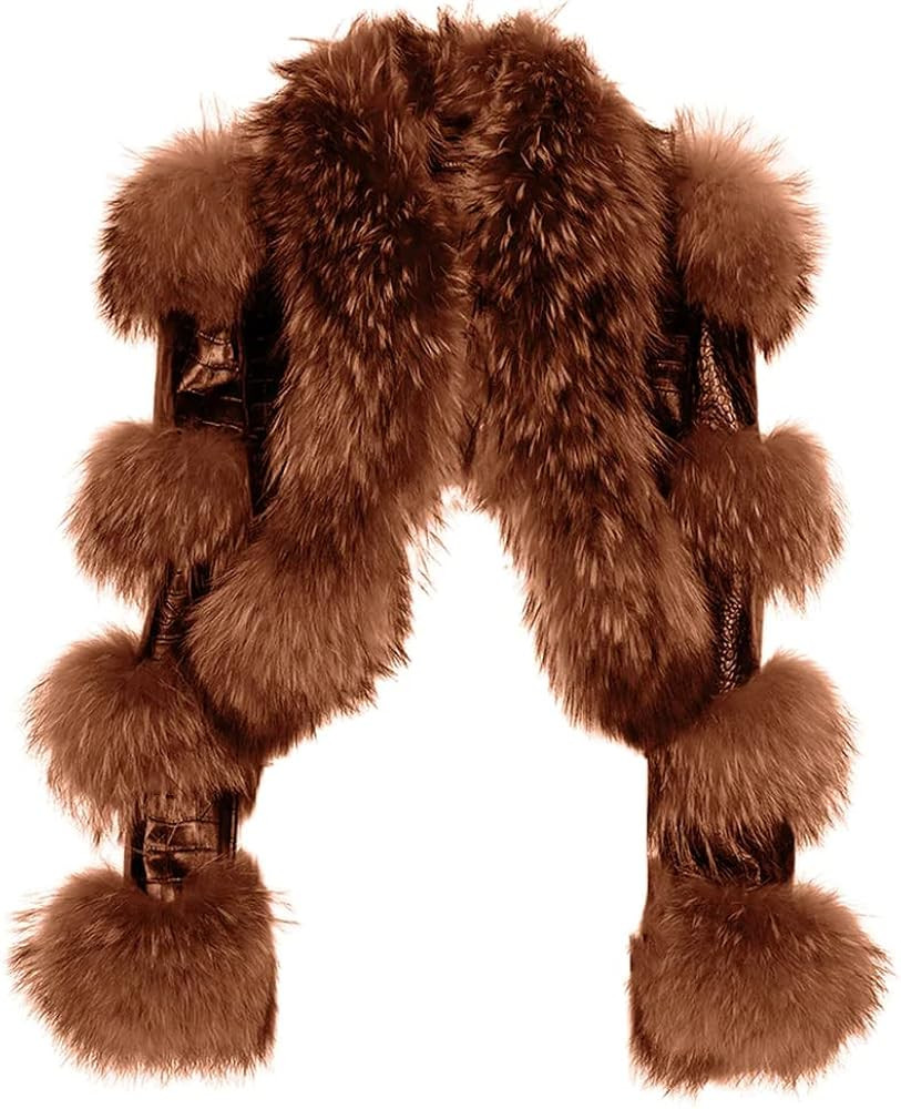 Denny&Dora Fur Collar Leather Jacket Women Biker Leather Jacket Ladies Streetwear Plus Size | Amazon (US)