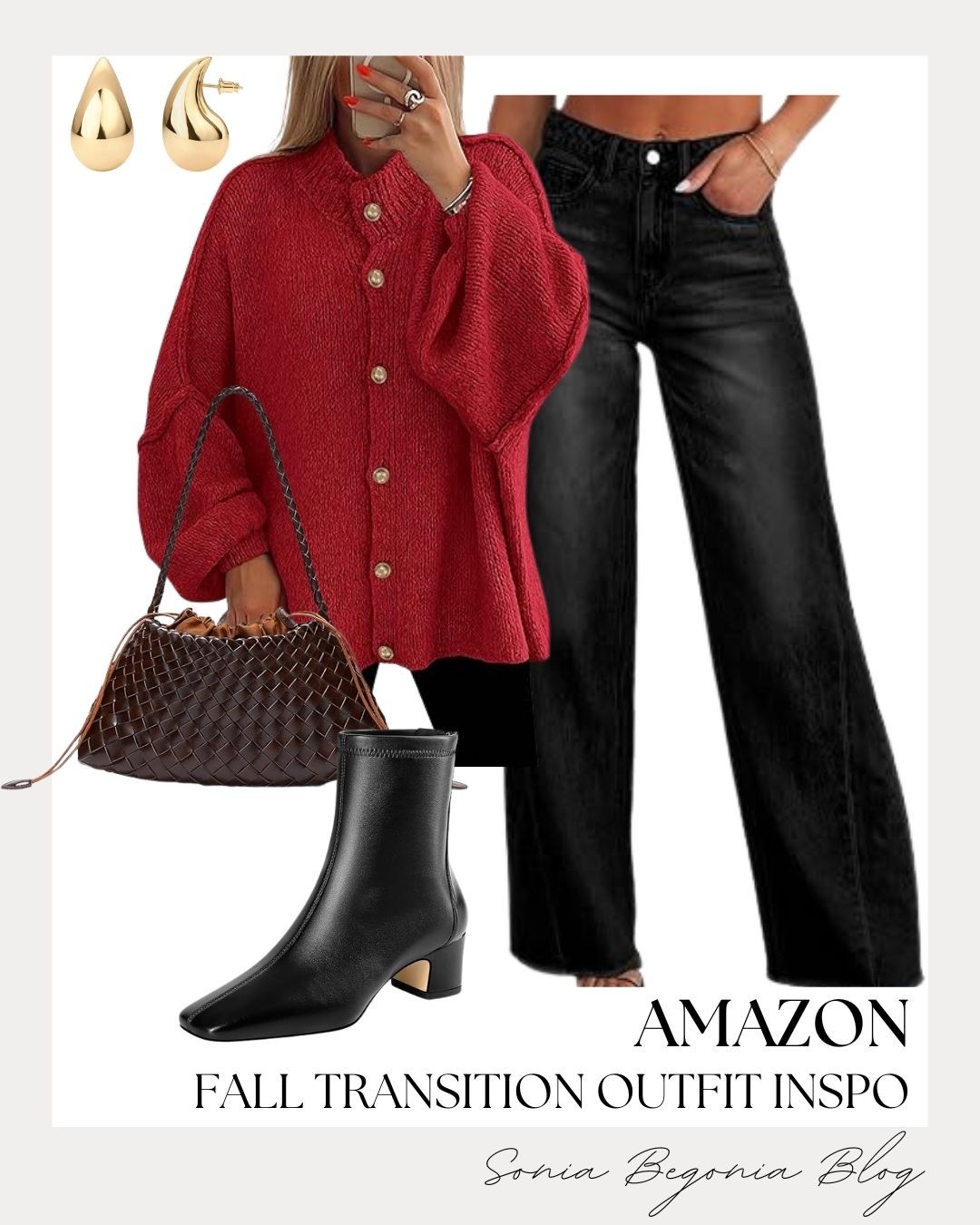 Cozy season is calling! This red knit cardigan is perfect for transitioning your wardrobe into fall. I love the pearl buttons and oversized fit. I've paired it with these wide-leg black jeans for a casual, stylish look. ✨

Neutral accessories like a woven shoulder bag and ankle boots make it easy to wear all season long. It's the ultimate comfy-chic fall combo!


#LTKunder100 #AmazonFashion #FallTransition #OOTD #SweaterWeather #AmazonFinds #BlackJeans #AnkleBoots #CasualOut

#LTKootd #LTKSeasonal