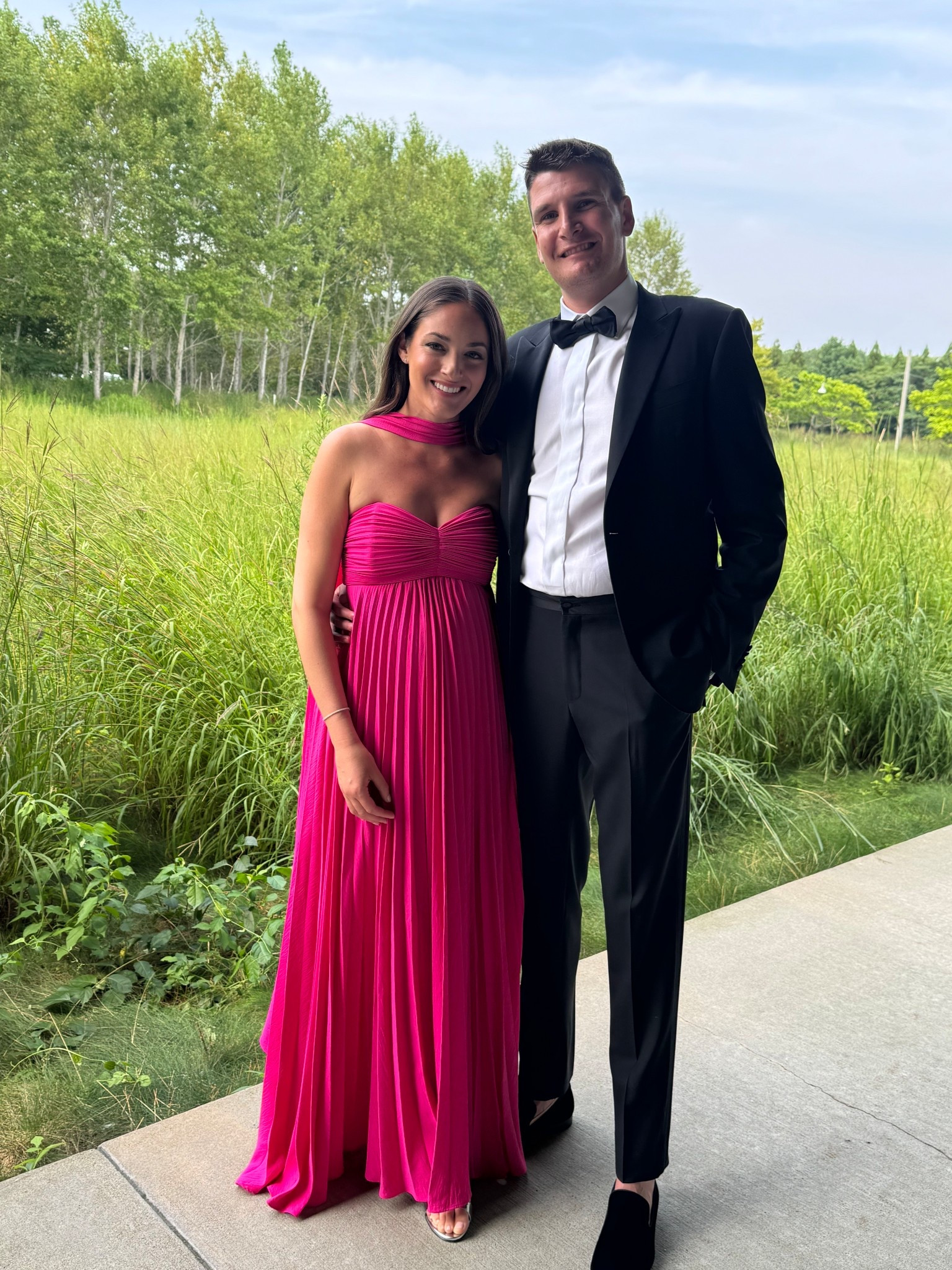 Wedding guest dress with neck scarf, pink gown

#LTKWedding