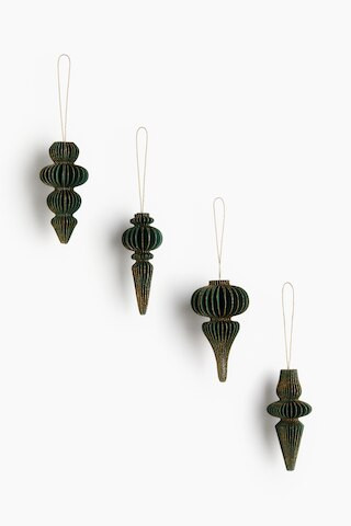 H & M - 4-pack paper Christmas decorations - Green | H&M (UK, MY, IN, SG, PH, TW, HK)