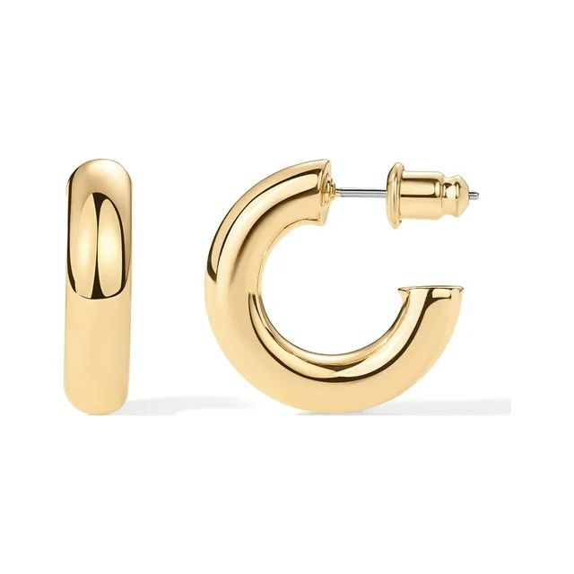 PAVOI 14K Yellow Gold Plated Lightweight Chunky Open Hoops | Gold Hoop Earrings for Women | 20mm ... | Walmart (US)