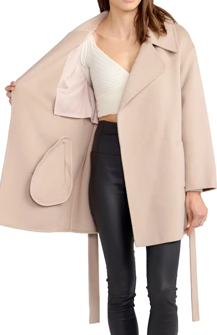 Eternal Flame Tie Waist Wool Blend Coat | Nordstrom