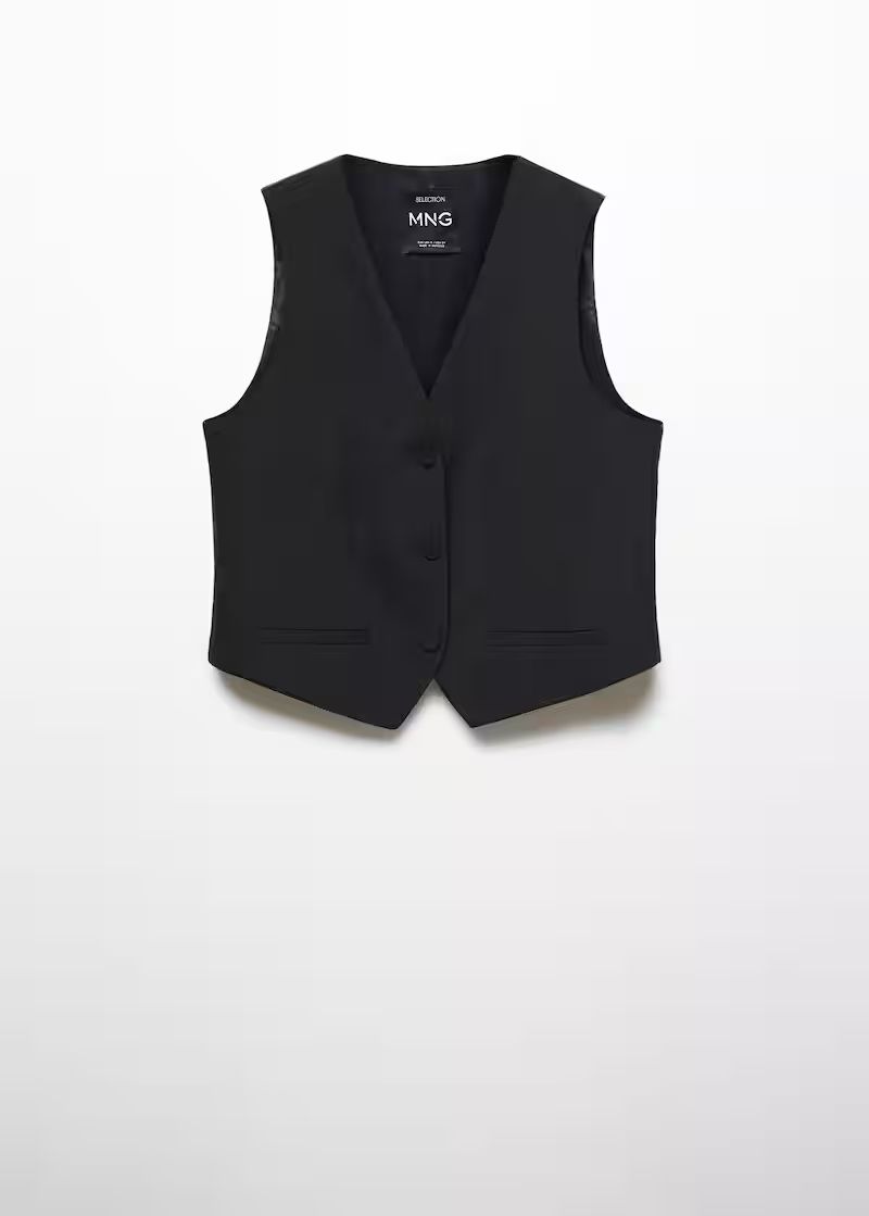 Check wool-blend suit waistcoat | MANGO (UK)