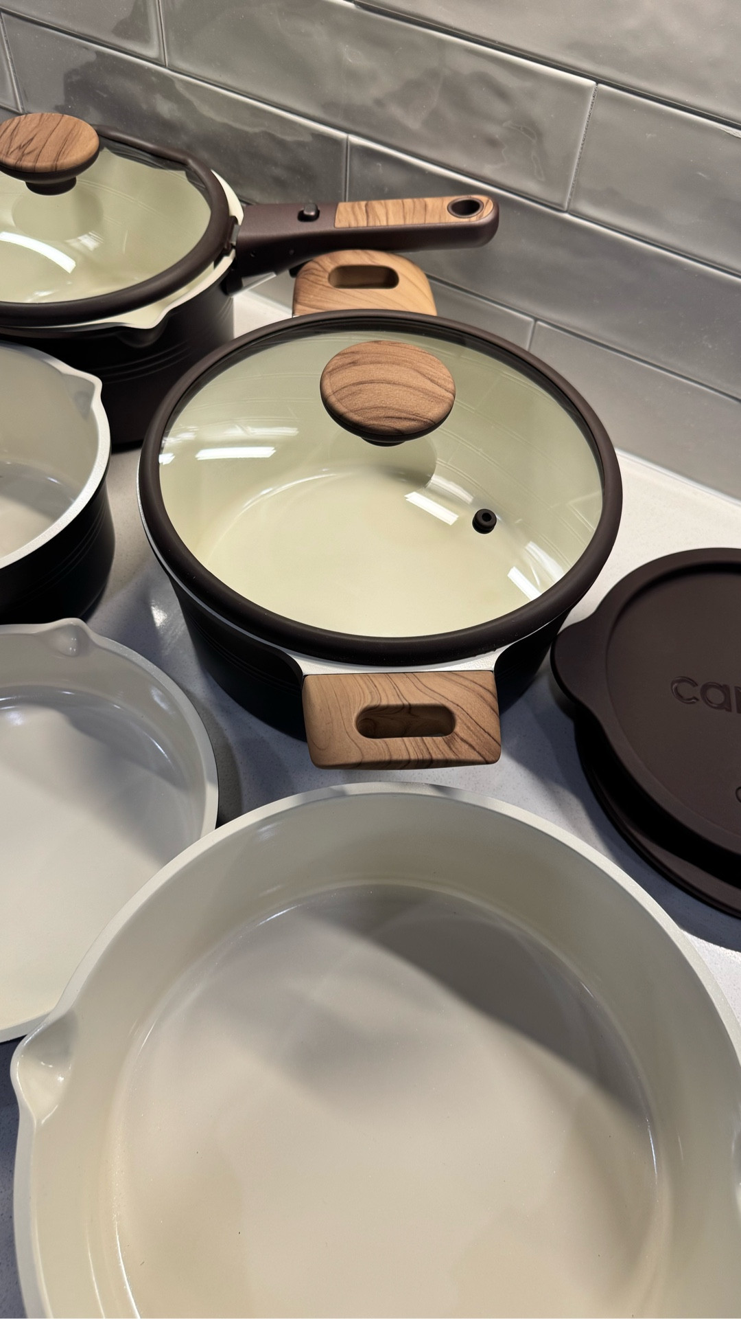 Chocolate Brown Carote Cookware Set | 22-Piece Ceramic Nonstick Pots & Pans

I finally upgraded my kitchen with the Carote 22-Piece Ceramic Nonstick Cookware Set in Chocolate Brown and I’m honestly obsessed with how beautiful and functional this set is. The neutral brown tones with wood-look handles make it feel elevated while still being super practical for everyday cooking.

This 22-piece cookware system is designed with detachable handles, so the pots and pans can easily go from stovetop → oven → fridge → table with one click. Removing the handles also allows the entire set to stack neatly and save up to 70% of cabinet space, which is perfect if you love a clean, organized kitchen.  

The ceramic nonstick coating is completely PFAS, PFOA, and PTFE-free, so you can cook with peace of mind knowing it’s designed for healthier cooking. Cleanup is easy thanks to the ultra-smooth nonstick surface, and the cookware is dishwasher safe.  It’s one of those sets that makes cooking feel easier and your kitchen look prettier at the same time. I also love that the removable handle lets you use the pans as serving dishes or store leftovers in the fridge without transferring to another container.

If you’ve been wanting a minimal, aesthetic cookware set that’s functional and space-saving, this one is a great option.

#LTKHome #LTKmomlife #LTKdayinmylife