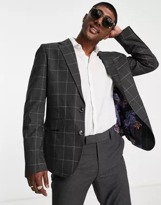 Gianni Feraud double breasted blazer in gray check | ASOS (Global)