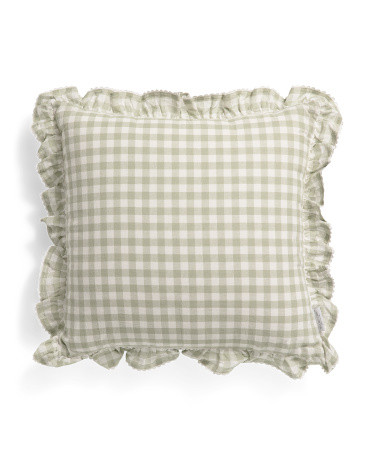 20x20 Lily Gingham Ruffle Square Pillow | TJ Maxx