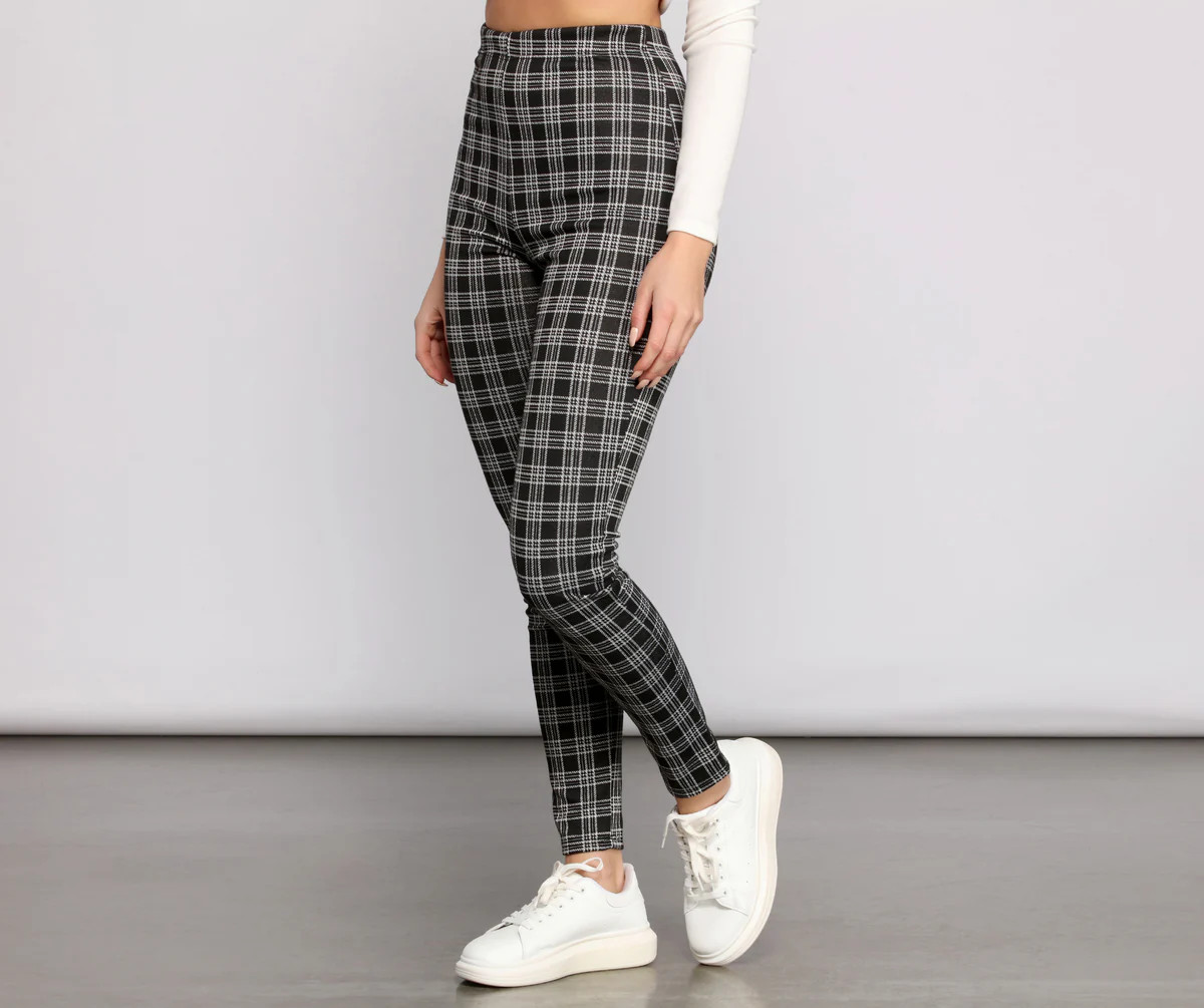 Preppy Plaid Skinny Pants | Windsor Stores