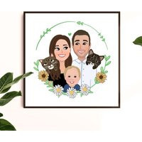 Custom Illustration, Portrait From Photo, Personalized Portrait, Gift From Daughter, Fathers Day Gift, Dad Kids | Etsy (US)