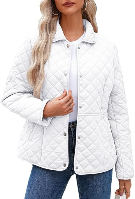 Dokotoo Women's Winter Quilted Jackets Long Sleeve Button Down Diamond Puffer Jacket Outerwear Co... | Amazon (US)