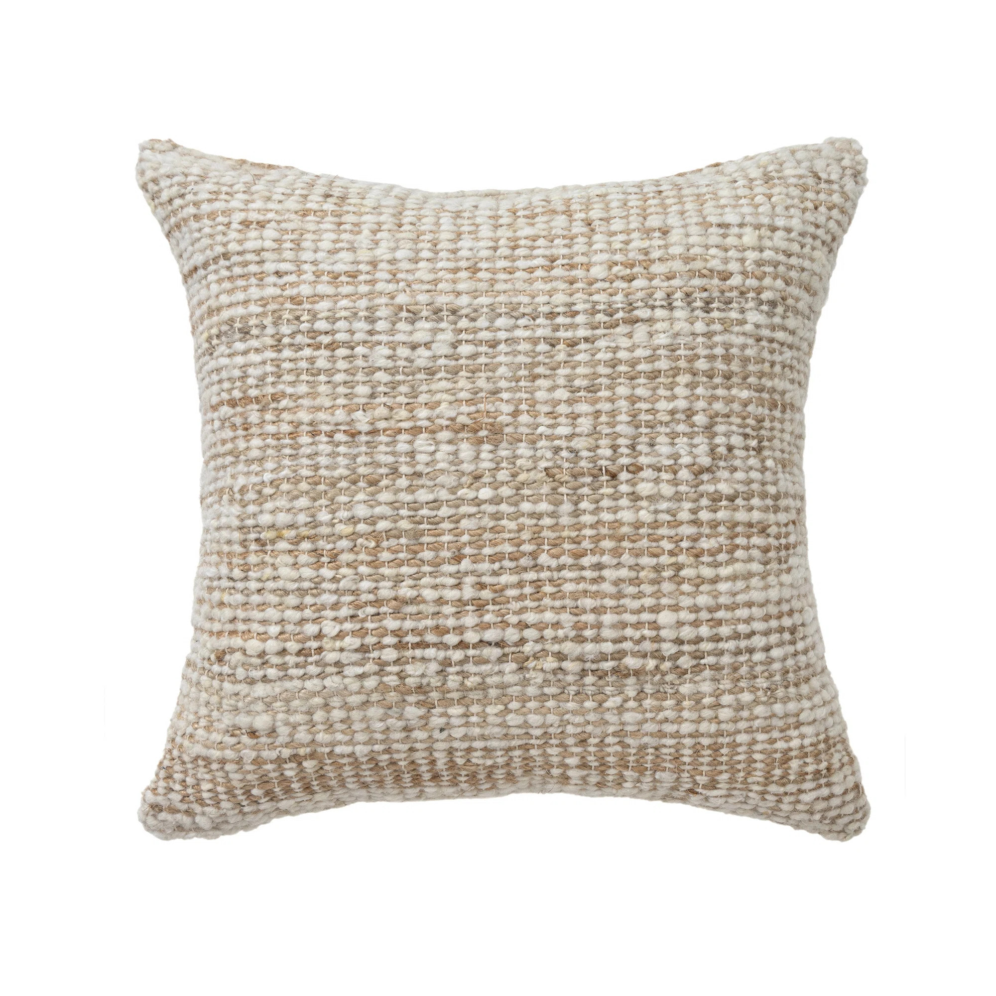 Savanna Farmhouse Distressed Hand-Woven Wool Blend Throw Pillow | Wayfair North America