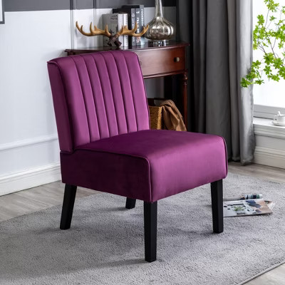 Velvet Mid-Century Modern Accent Chairs Set of 2 with Channel Tufting, Plush Seat and Solid Wood Legs | Target