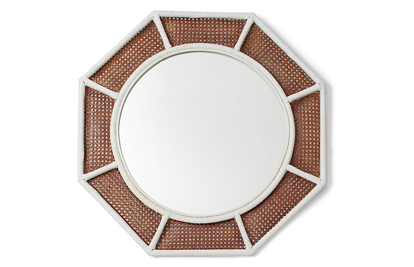 Orly Octagonal Wall Mirror, White/Natural | One Kings Lane