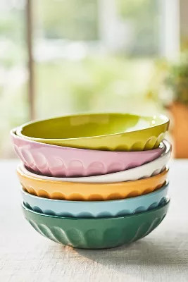 Amelie Assorted Latte Pasta Bowls, Set of 6 | Anthropologie (US)