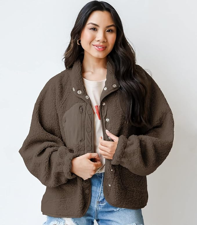 Womens Winter Coats Casual Lapel Long Sleeve Fleece Faux Fur Jacket | Amazon (US)