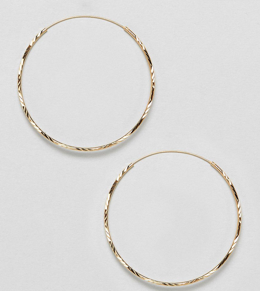 ASOS DESIGN Gold Plated Sterling Silver Vintage Style 50Mm Diamond-Cut Hoop Earrings - Gold | ASOS US