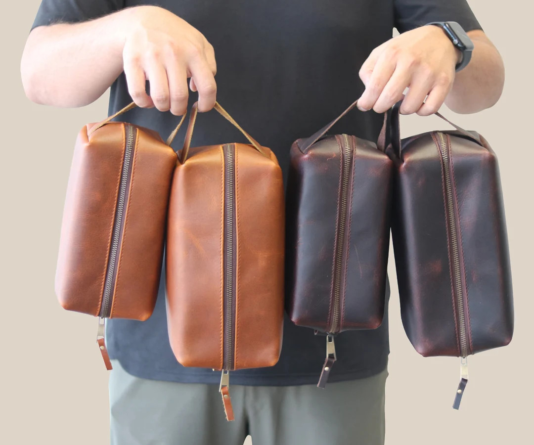 Personalized Leather Dopp Kit, Third Anniversary Gifts for Men, Leather Toiletry Bag, Birthday Gi... | Etsy (US)