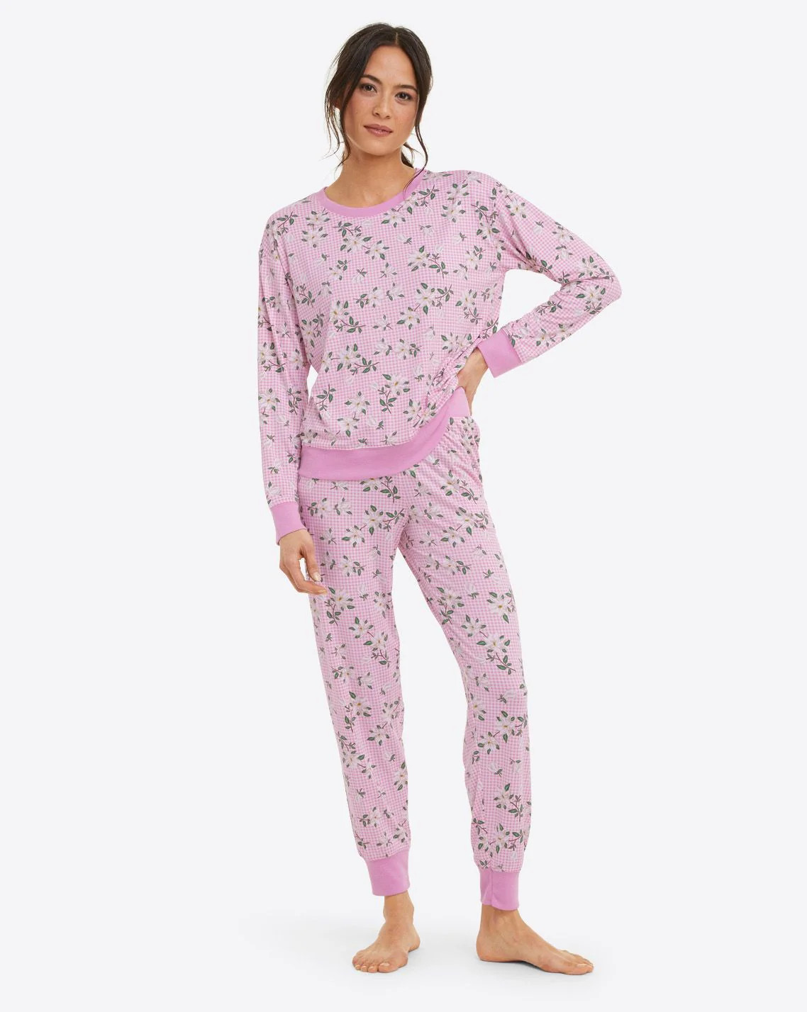 Long Sleeve Hillary Pajama Set in Gingham Magnolia | Draper James (US)