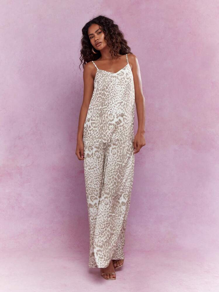 MISSGUIDED Boho Animal Print Long Ruffle Hem Backless Cami Maxi Dress | SHEIN