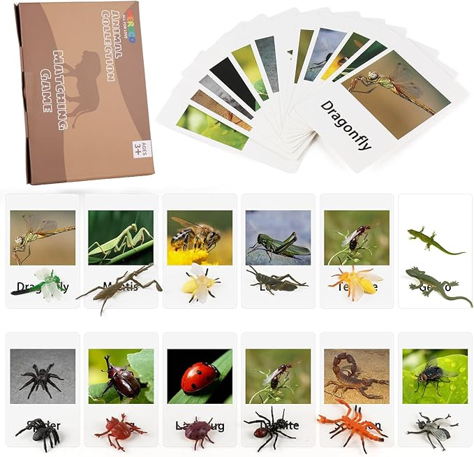 MEROCO Montessori Animal Match - Insect Animal Figurines with Matching Cards Language Montessori ... | Amazon (US)