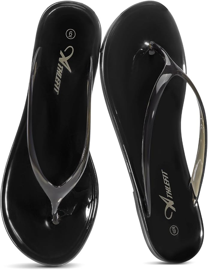 Athlefit Women's Jelly Flip Flops Summer Beach Thong Sandals | Amazon (US)