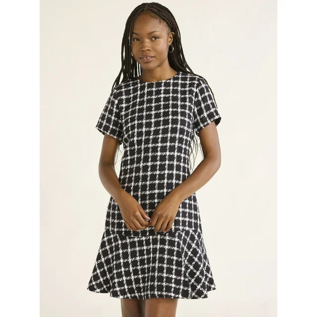 Free Assembly Women’s Tweed Dress with Short Sleeves, Sizes 0-20 | Walmart (US)