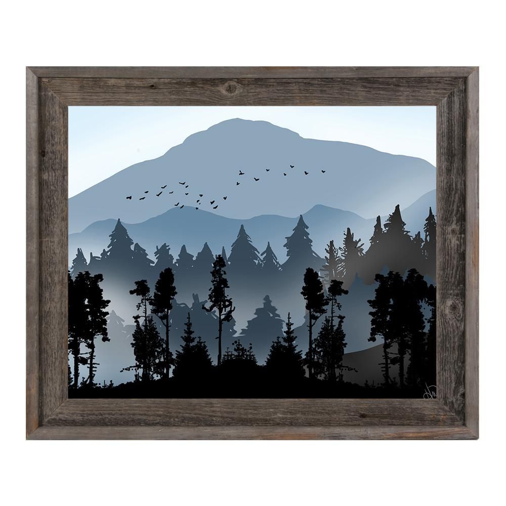 Creative Gallery 16 in. x 20 in. Fog Over Blue Mountains Barnwood Framed Print Wall Art, Light Brown | The Home Depot
