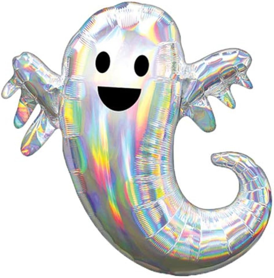Holographic Spooky Ghost 28" Foil Party Balloon | Amazon (US)