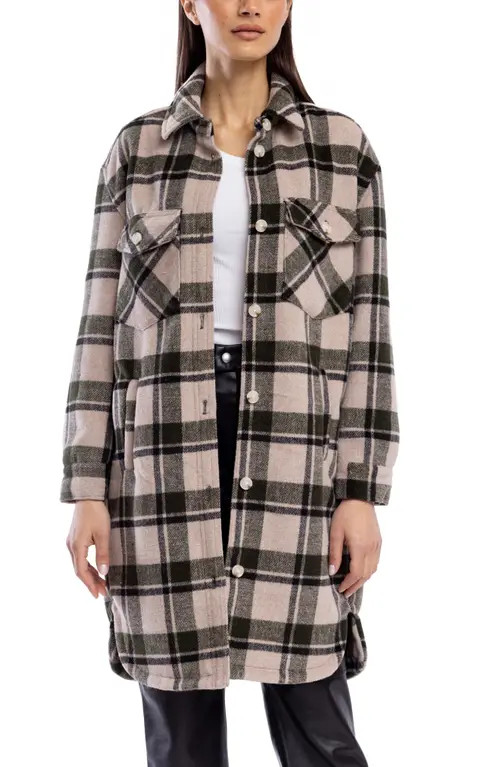 BLANKNYC Plaid Long Shacket in Perfect Timing at Nordstrom, Size Medium | Nordstrom