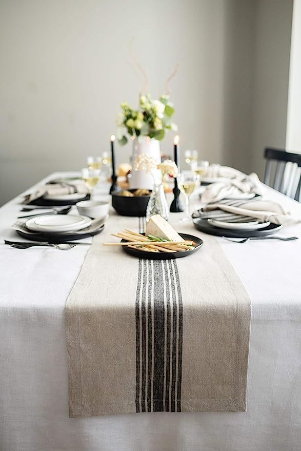 Solino Home Farmhouse Stripe Table Runner – 14 x 36 Inch, 100% Natural Fabric, Handcrafted Mach... | Amazon (US)