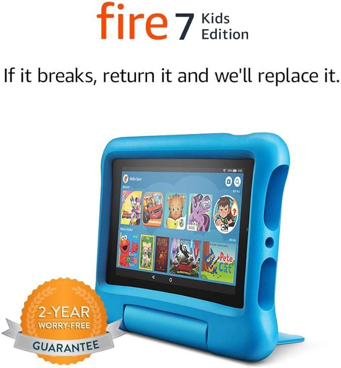 Fire 7 Kids Edition Tablet, 7" Display, 16 GB, Blue Kid-Proof Case | Amazon (US)