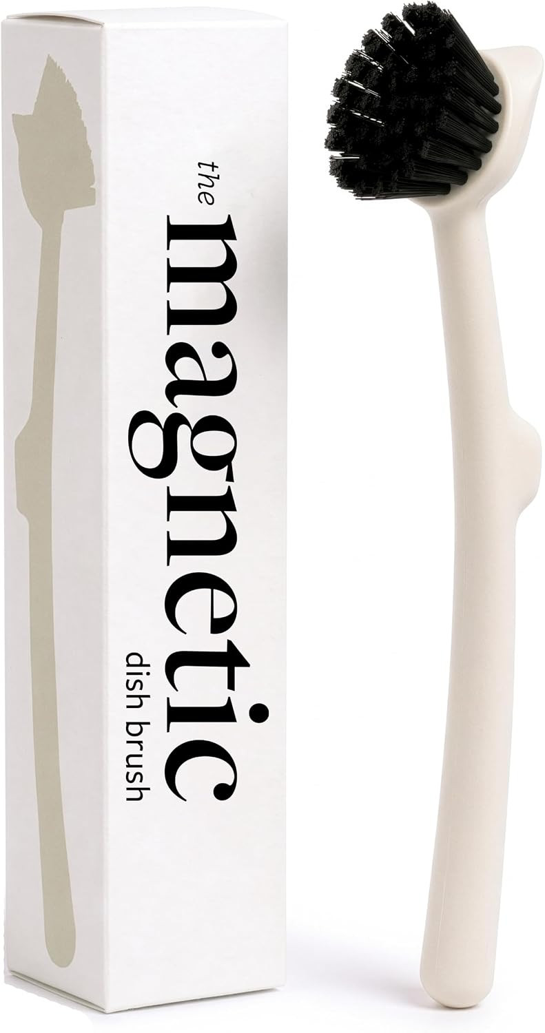 Earth & Mango Magnetic Dish Brush & Scraper, Snaps to Sink, Warm Sand Beige | Amazon (US)