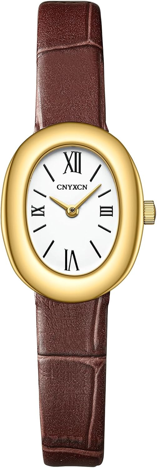 CNYXCN Women's Bracelet Gold Watch - Vintage Elegant Oval Bangle Watch - Gold Jewellery Style Quartz Wristwatch - Gift for Her | Amazon (US)