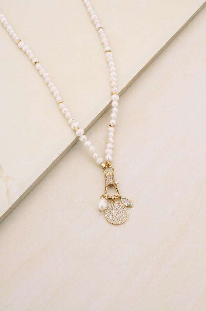 Pearly White 18k Gold Plated Charm Necklace | Ettika