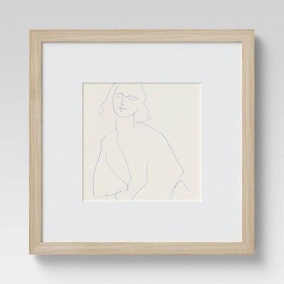 12" x 12" Person Line Drawing Glass Framed Wall Poster Print Black - Threshold™ | Target