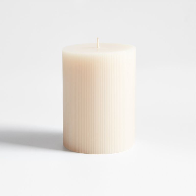 3"x4" Ribbed Linen Pillar Candle + Reviews | Crate & Barrel | Crate & Barrel