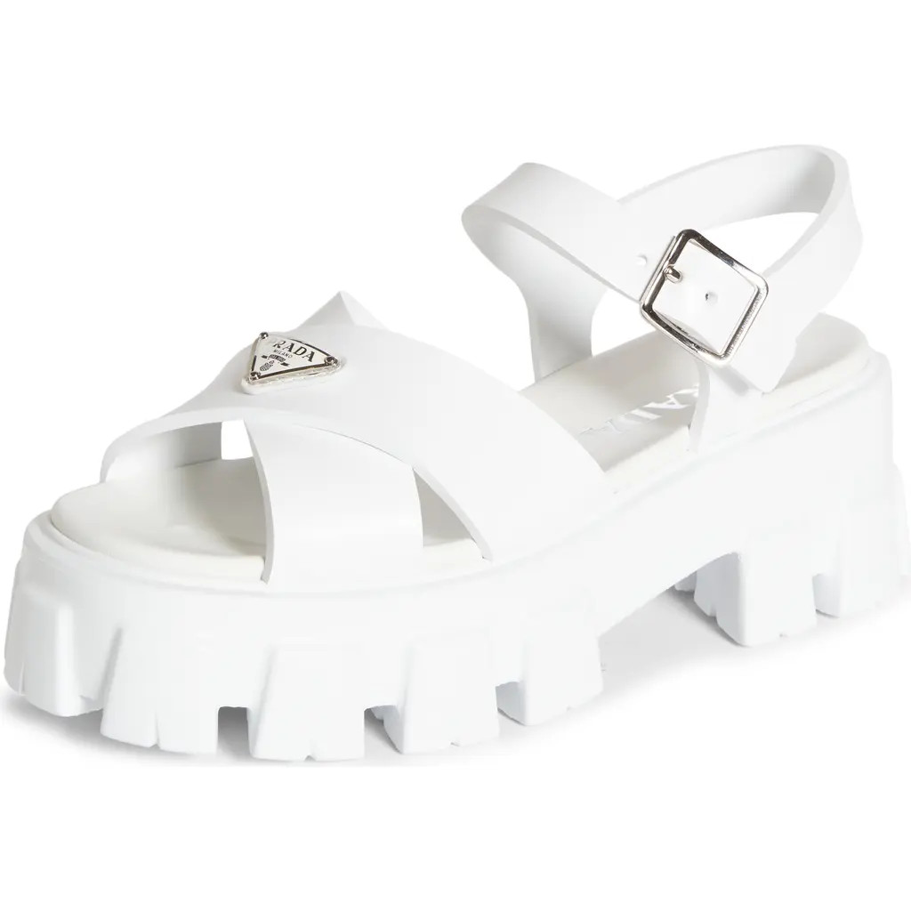 Prada Monolith Platform Sandal in White at Nordstrom, Size 9Us | Nordstrom