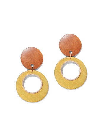 Wooden Circular Drop Earring | New York & Company