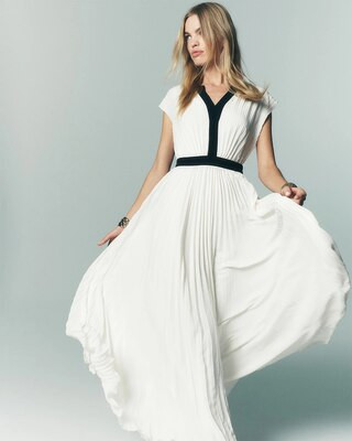 Colorblocked Pleated Maxi Dress | White House Black Market