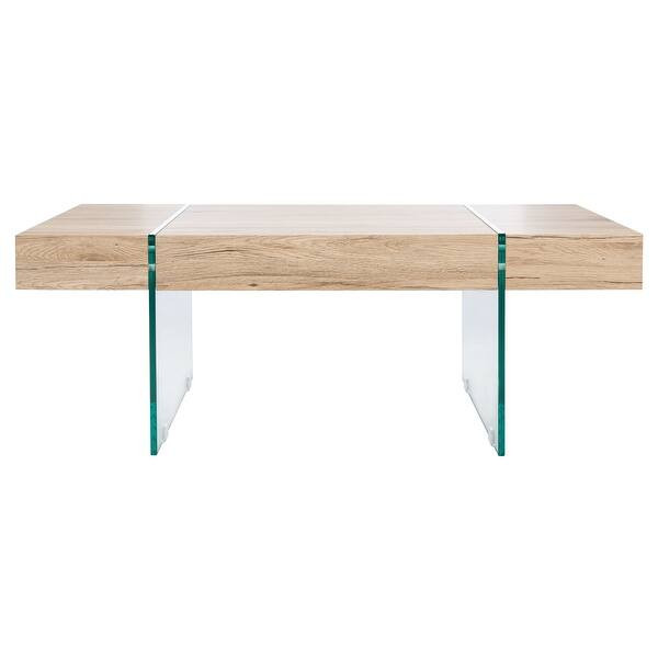 SAFAVIEH Jacob Glass Leg Rectangular Coffee Table - 43.3" W x 23.6" L x 15.7" H - Natural/Glass | Bed Bath & Beyond