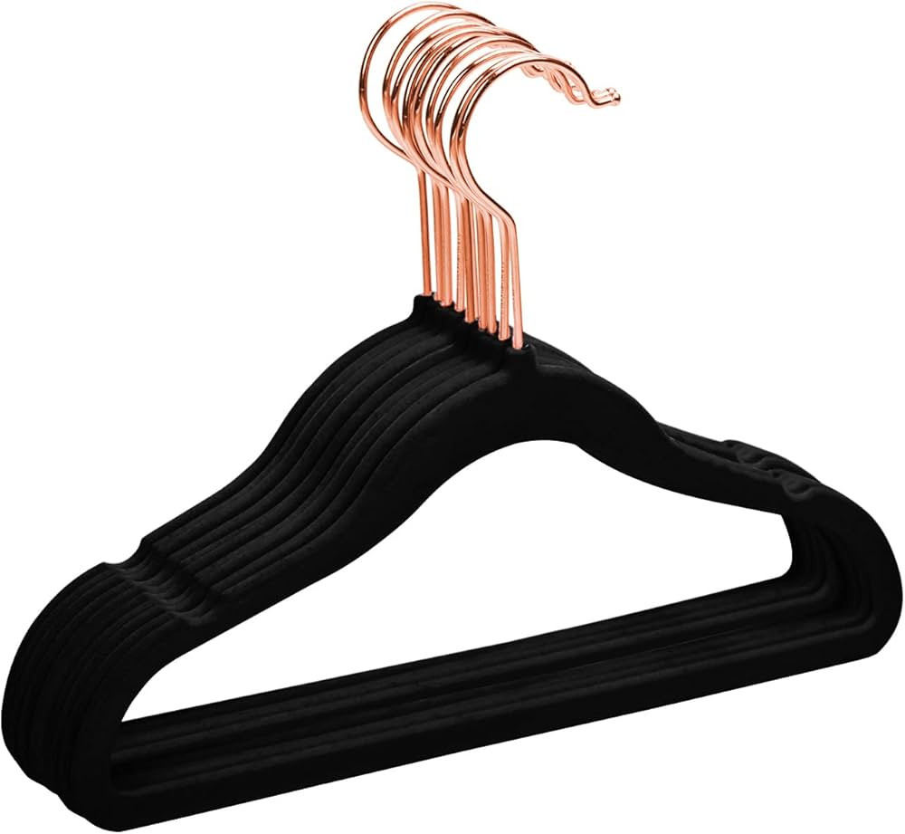 MIZGI Premium Kids Velvet Hangers (Pack of 50) with Copper/Rose Gold Hooks,Space Saving Ultra Thi... | Amazon (US)
