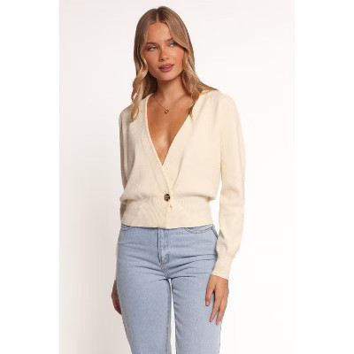 Caterina Button Cardigan - Cream S/M | Target