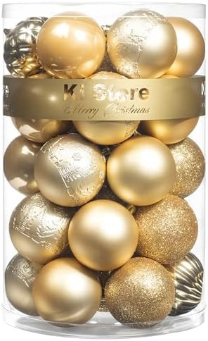 KI Store Gold Christmas Balls 34pcs 2.36-Inch Christmas Tree Decoration Ornaments for Xmas Tree H... | Amazon (US)