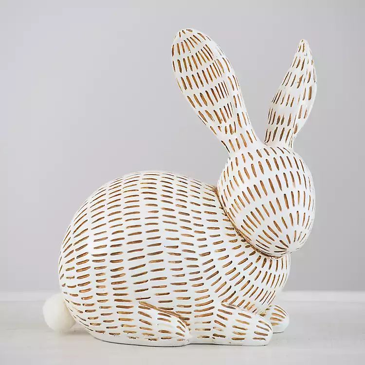 White Patterned Pom-Pom Bunny Figurine | Kirkland's Home