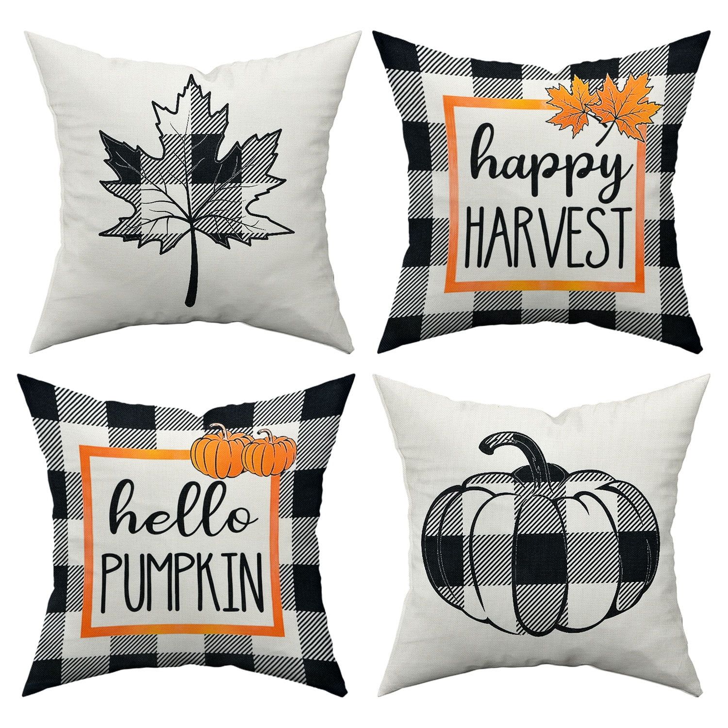 Fall Pillow Covers Thanksgiving Decorations Linen Autumn Pillowcases Pumpkin Maple Bufflo Plaid C... | Walmart (US)