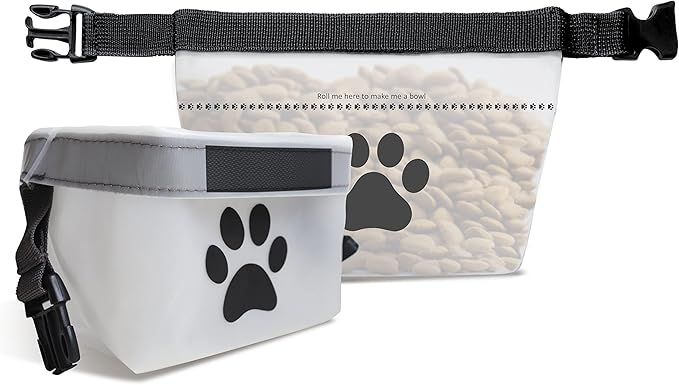 rezip Clip N' Go Pet Bowl 2-Pack | Collapsible Portable Dog Food Storage Bag and Feeding/Water Bo... | Amazon (US)