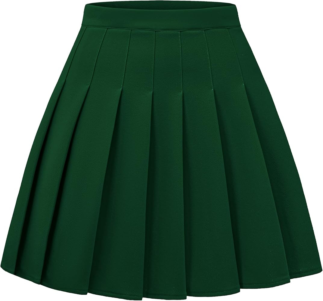 DRESS NICES Women Pleated Skirt A-Line Short Mini Basic Skirt School Uniform Cheerleader Skirts S... | Amazon (US)