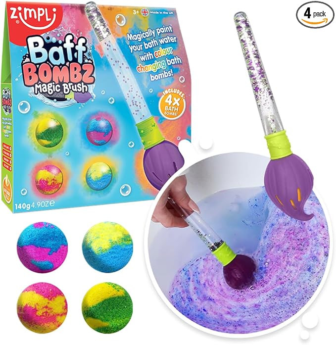 Baff Bombz Magic Brush, 4 x Bath Bombs, Magically Paint Your Bath Water, Creative Bath Toy for Ch... | Amazon (US)