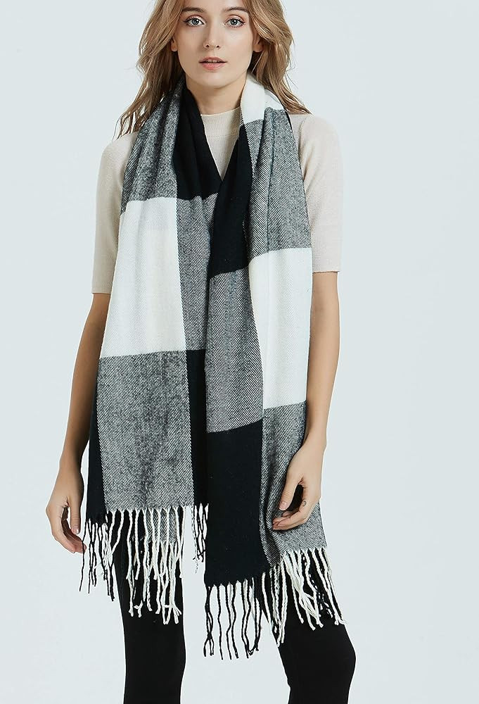 Wander Agio Women's Fashion Long Shawl Big Grid Winter Warm Lattice Large Scarf | Amazon (US)