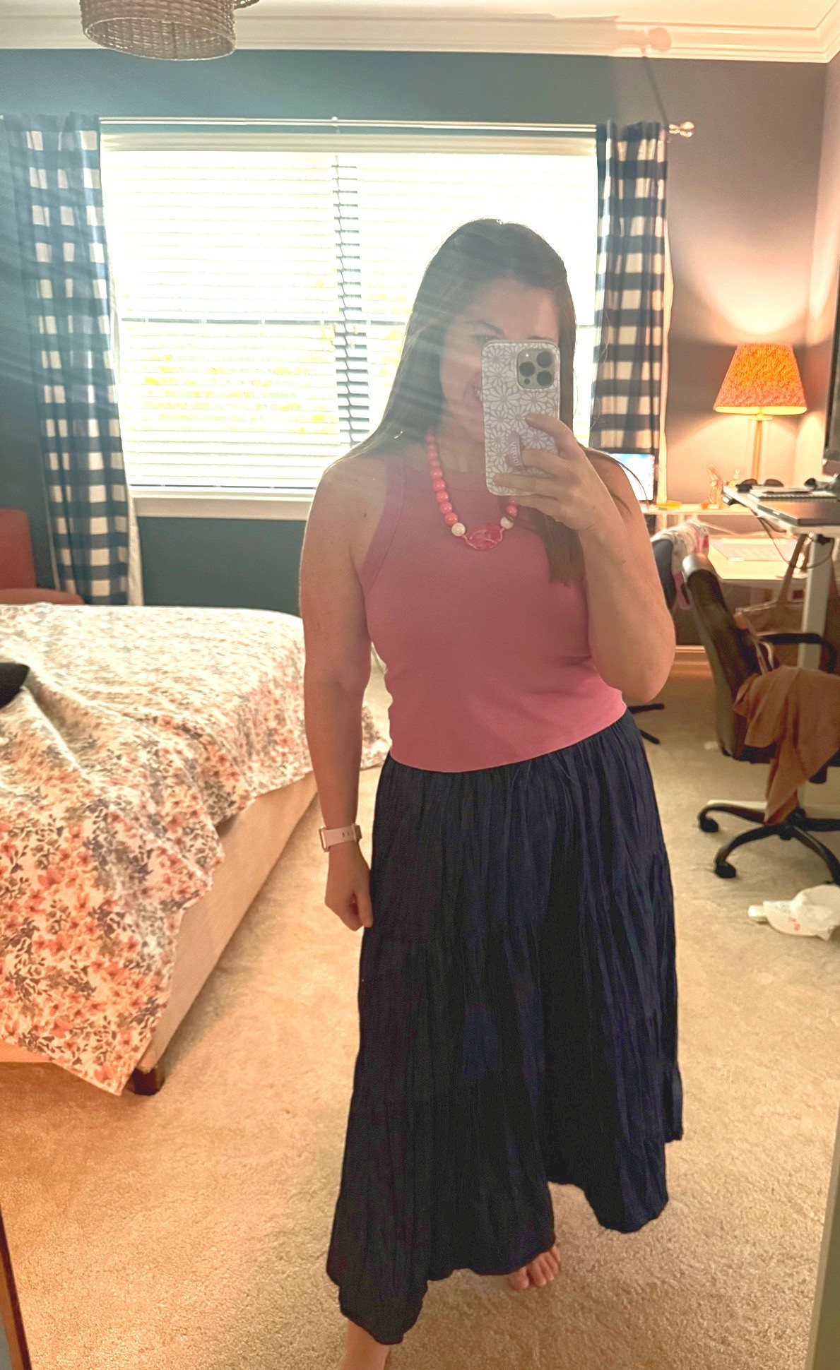 terrible lighting 🙃 but high quality work from home outfit. Comfy but feels super put together!

Thrifted vintage necklace and skirt, but tank is from Old Navy💗

#LTKootd #LTKdayinmylife #LTKmomlife
