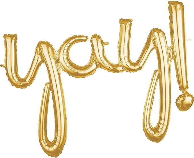 Anagram International Phrase Yay Party Balloon, 35", GOLD | Amazon (US)